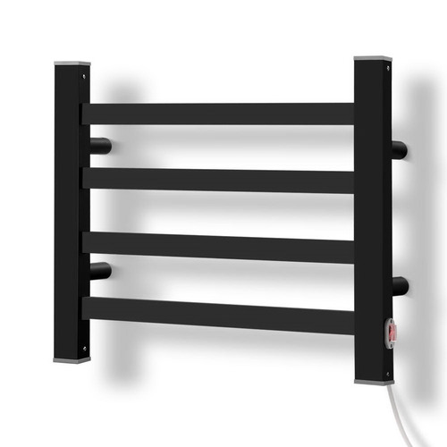 Dwelllifestyle Square Tube Black Axel 4 Bar Heated Towel Rail