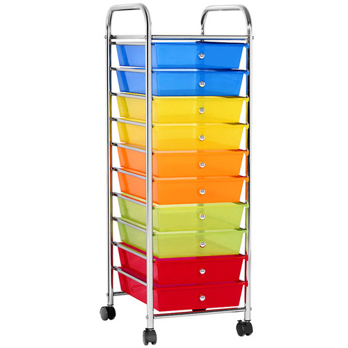 10 Drawer Multi Coloured Trolley Cart Temple Webster