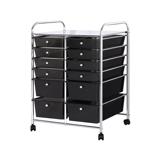 12 Drawer Black Trolley Cart Temple Webster
