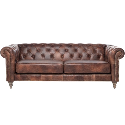 Chartwell Home Hugo Chesterfield 3 Seater Leather Sofa | Temple & Webster