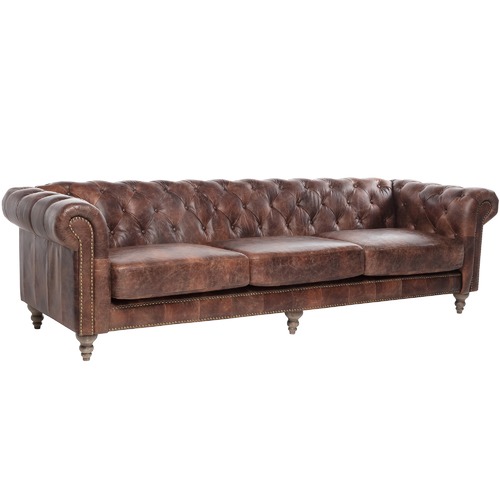 Chartwell Home Hugo Chesterfield 4 Seater Leather Sofa Temple & ster