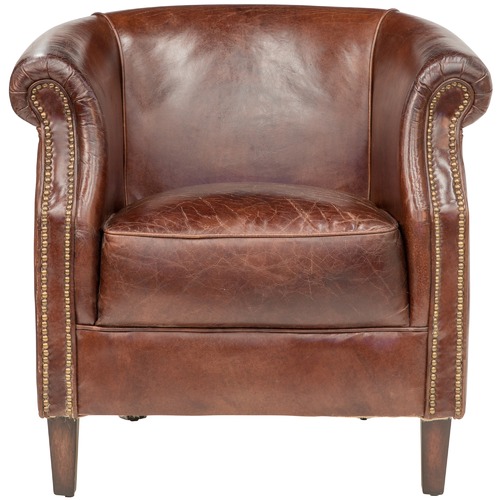 Chartwell Home Chocolate Mossberg Leather Tub Chair | Temple & Webster
