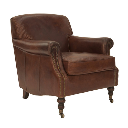 Tan Aisha Aged Leather Armchair | Temple & Webster