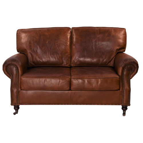 Dark Brown Helena 2 Seater Leather Sofa