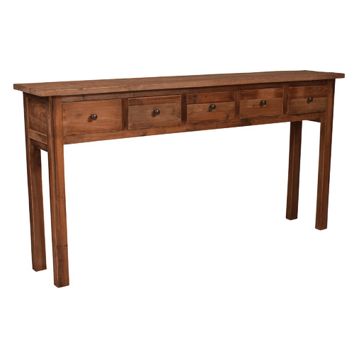 Kairos Reclaimed Wood Console Table, Narrow Dark Wood Console Table