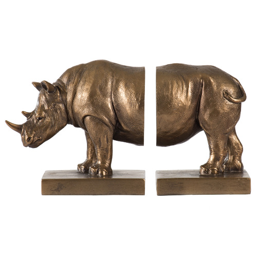 2 Piece Bronze Rhinoceros Drea Bookends Set
