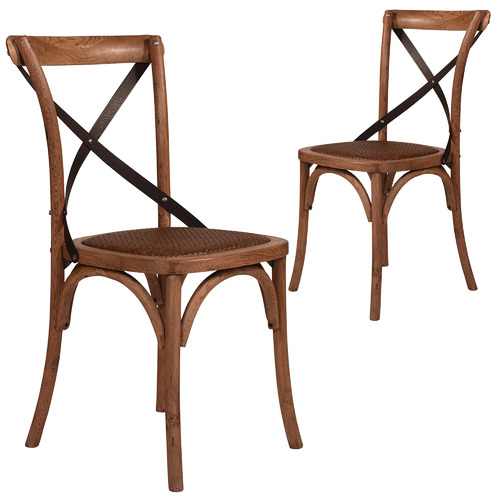 Chartwell Home Cross Back Oak Wood Dining Chairs | Temple & Webster