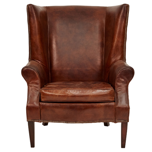 Granville Leather Wingback Chair, Leather Wingback Chair
