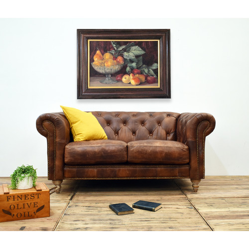 Chartwell Home Hugo Chesterfield 2, Olive Oil Leather Sofa