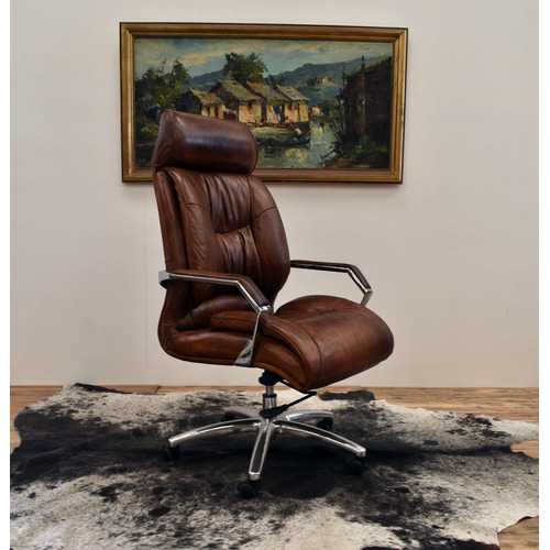 Chocolate Barnaby Leather Office Chair