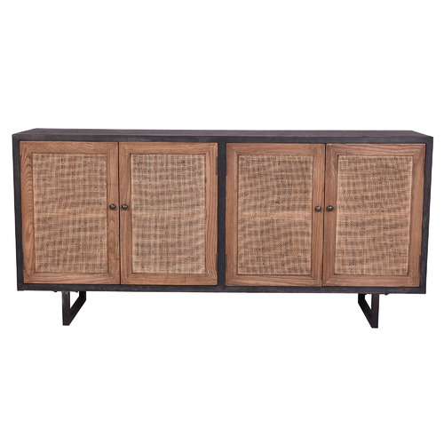 Elodie Oak Wood & Rattan Sideboard