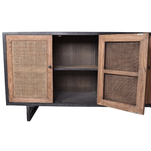 Elodie Oak Wood & Rattan Sideboard
