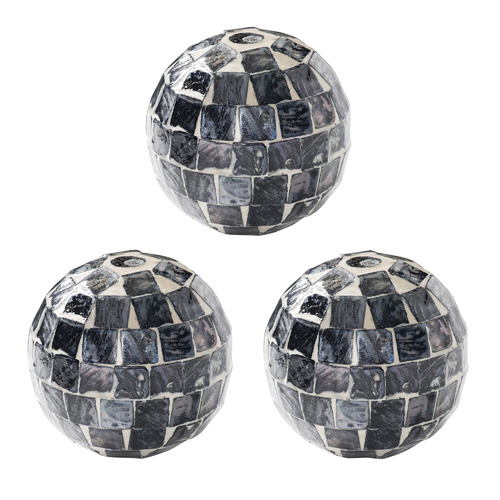 Chartwell Home Black & White Ceramic Decorative Ball Ornaments Temple
