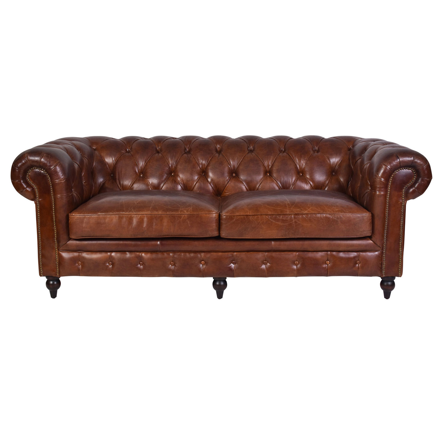 Hendry 3.5 Seater Aged Leather Sofa