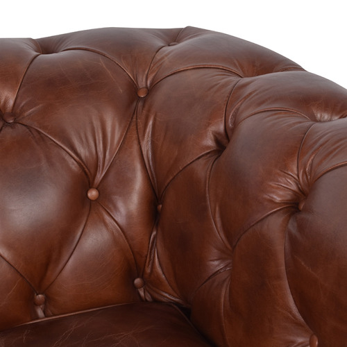Cristy Chesterfield Aged Cowhide Leather Armchair