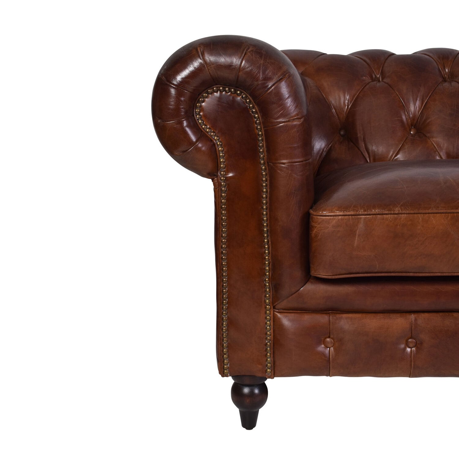 Hendry 3.5 Seater Aged Leather Sofa