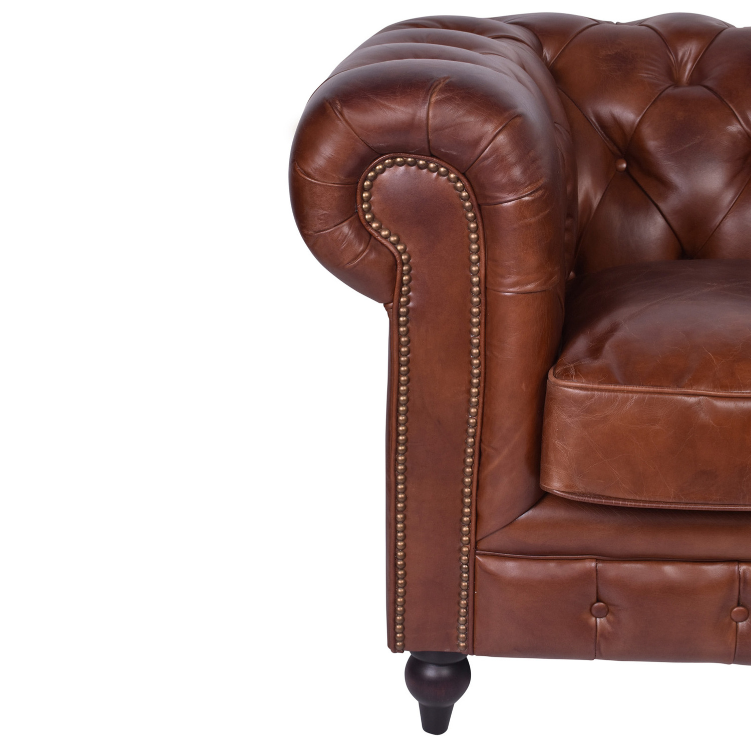 Clara Aged Cowhide Leather Armchair