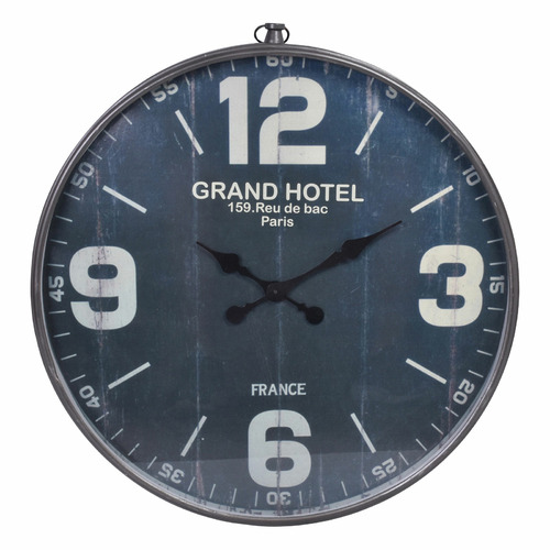 68cm Travie Modern Iron Wall Clock, Grey Framed Mirrored Wall Clock 68cm