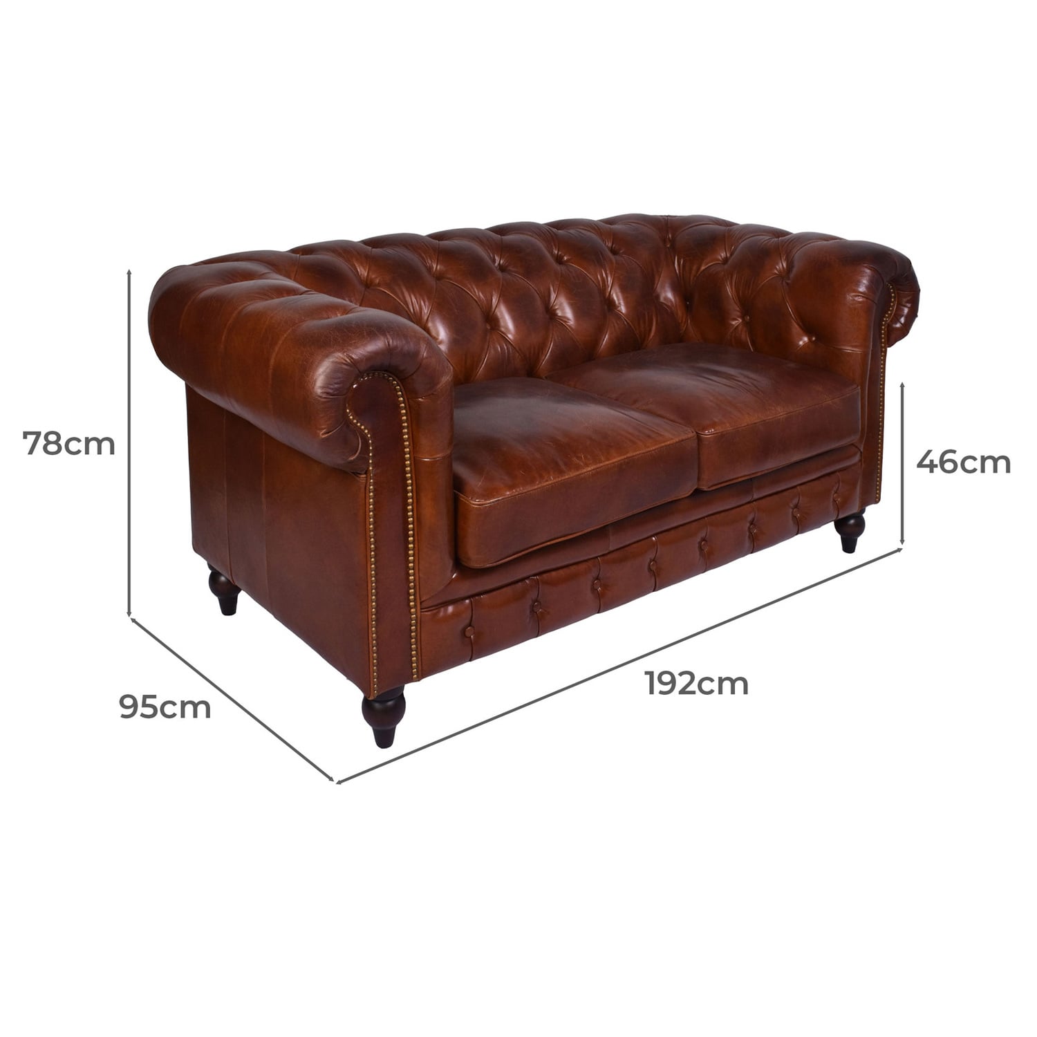 Hendry 2.5 Seater Aged Leather Sofa