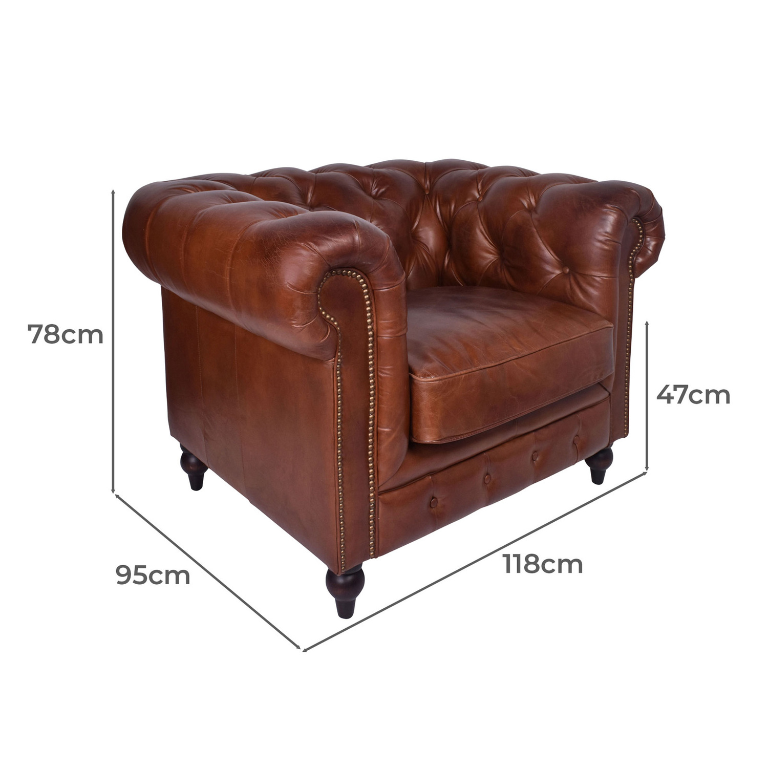 Clara Aged Cowhide Leather Armchair
