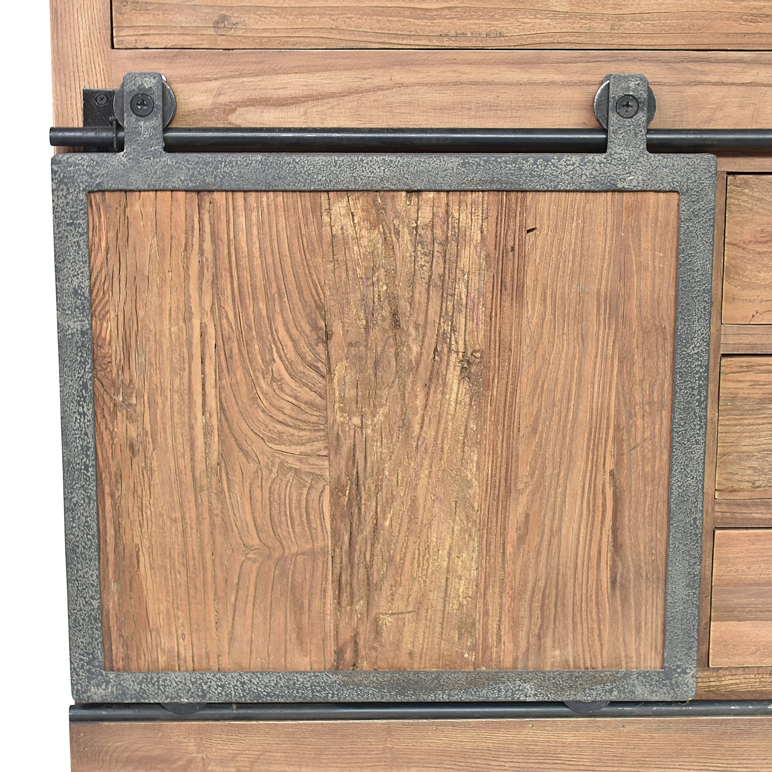 Ridley Elm Wood Shelving Unit with Sliding Door
