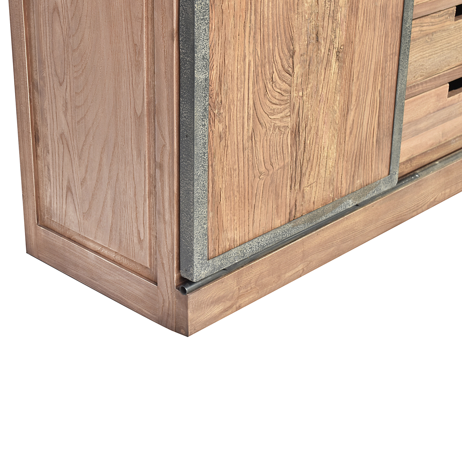 Ridley Elm Wood Shelving Unit with Sliding Door