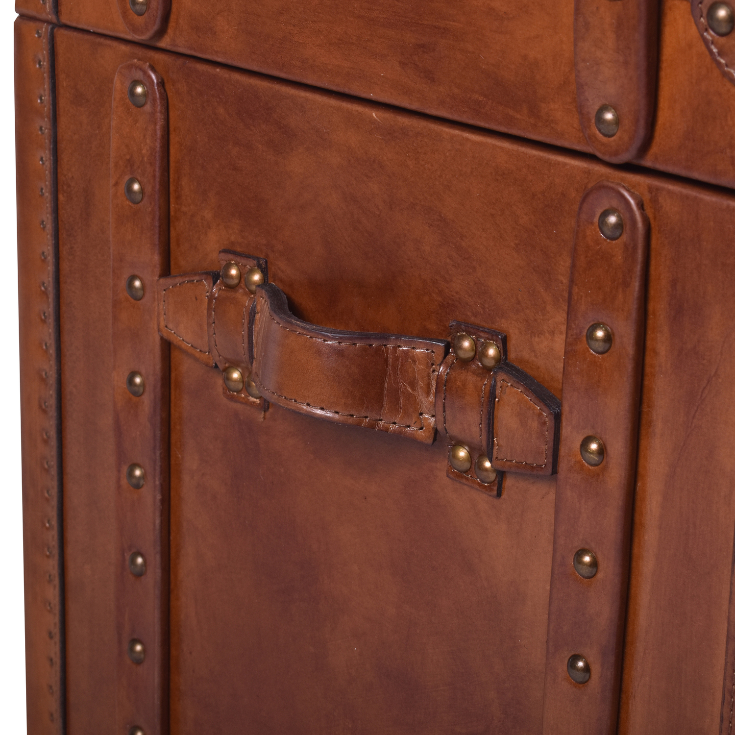 Jeremiel Aged Cowhide Trunk Side Table