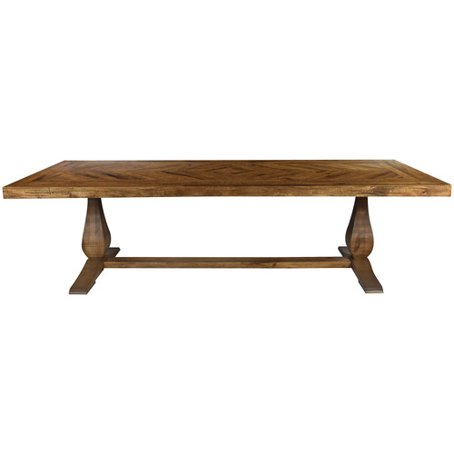 Helios Parquet Dining Table with Double Pedestal Base