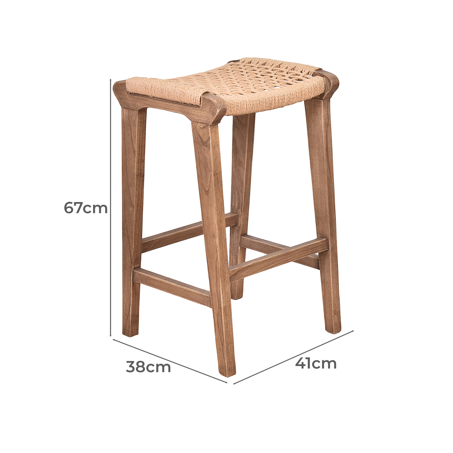67cm Margarid Oak Wood Kitchen Stool