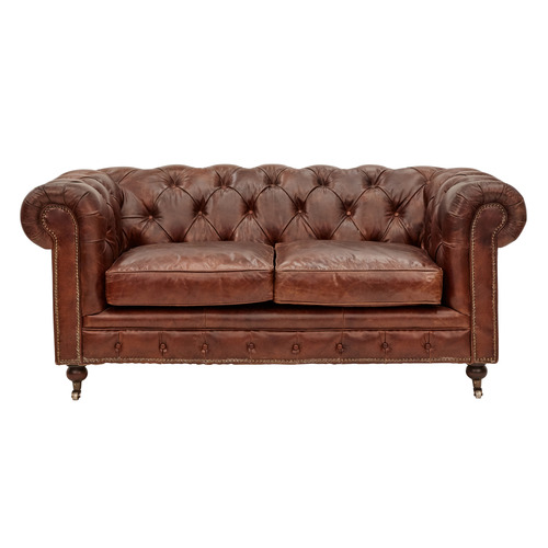 Chesterfield Cristy 2 Seater Aged Cowhide Leather Sofa