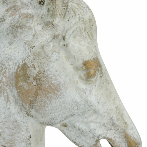 Isaac Horse Head on Iron Base Statue