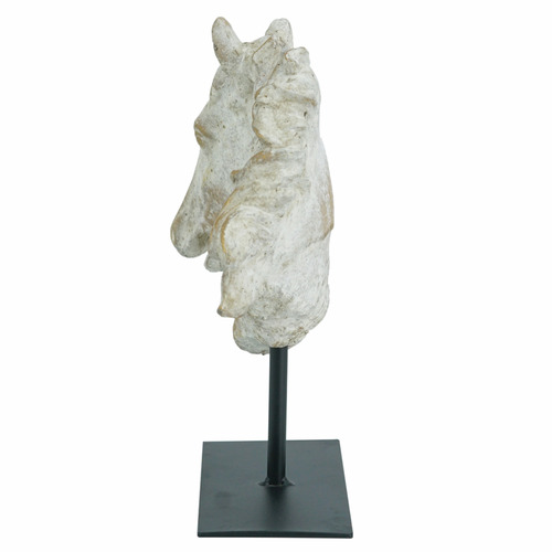 Isaac Horse Head on Iron Base Statue