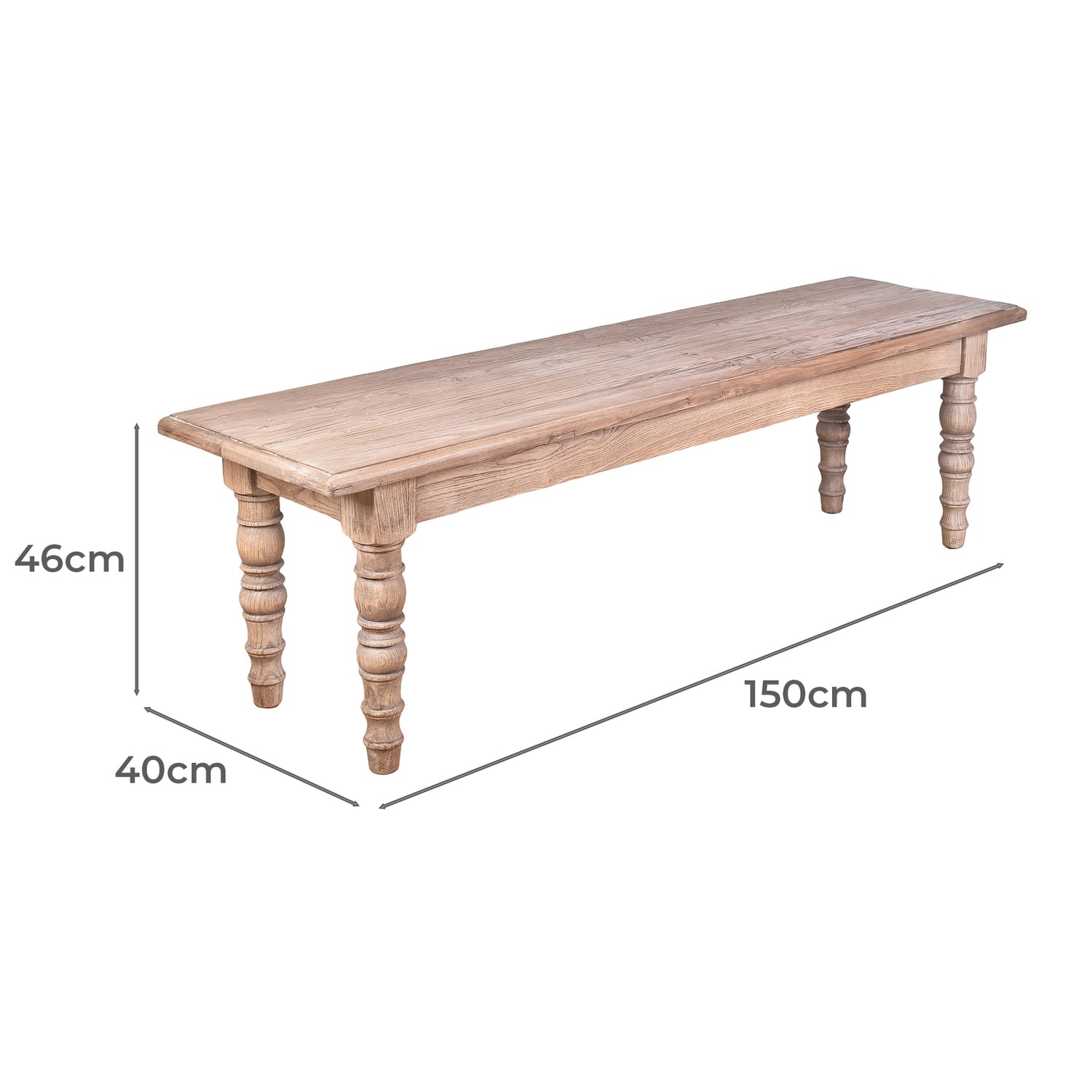 150cm Jayla Reclaimed Elm Wood Dining Bench