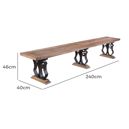 300cm Juno Reclaimed Elm Wood Dining Bench
