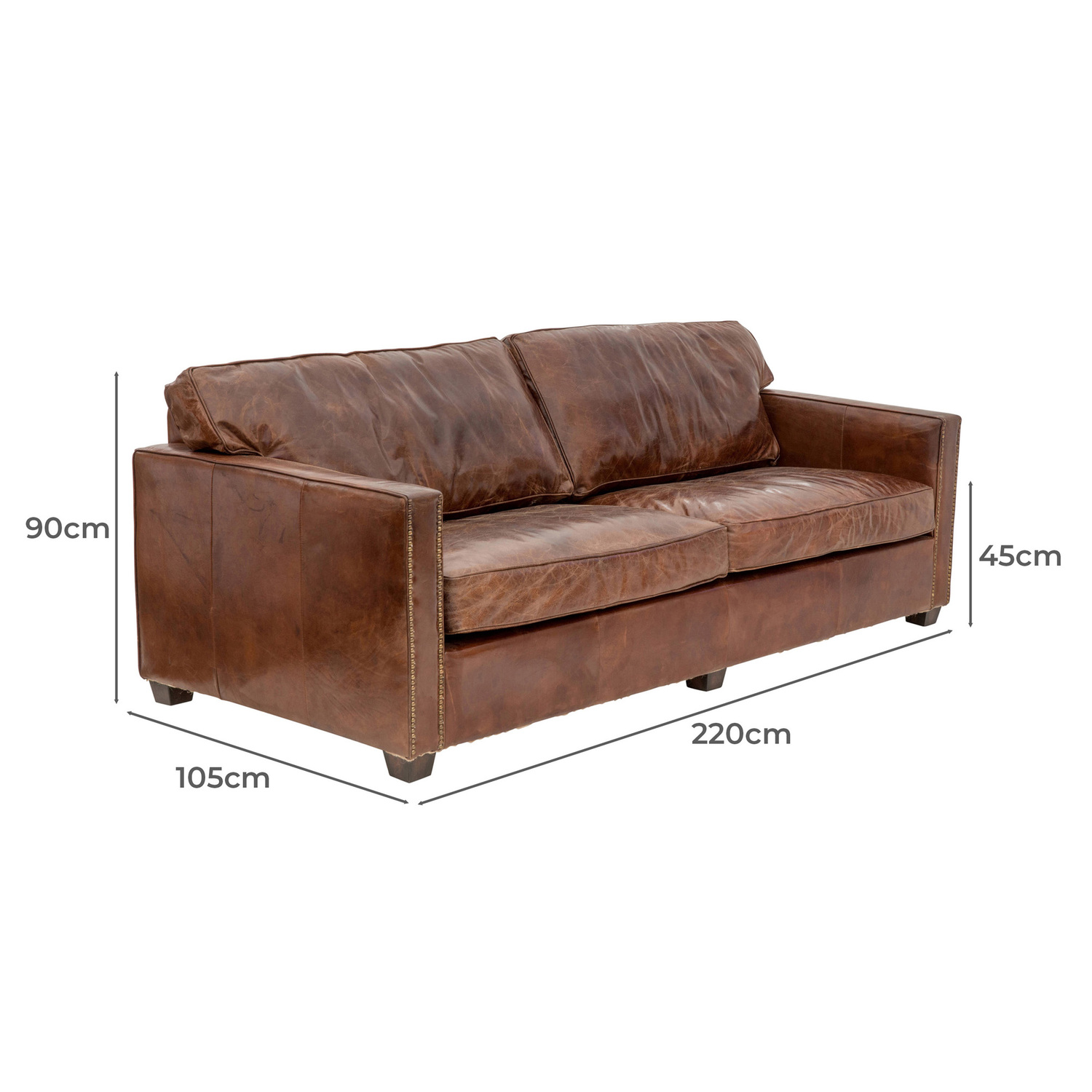 Peyton 3 Seater Cowhide Leather Sofa