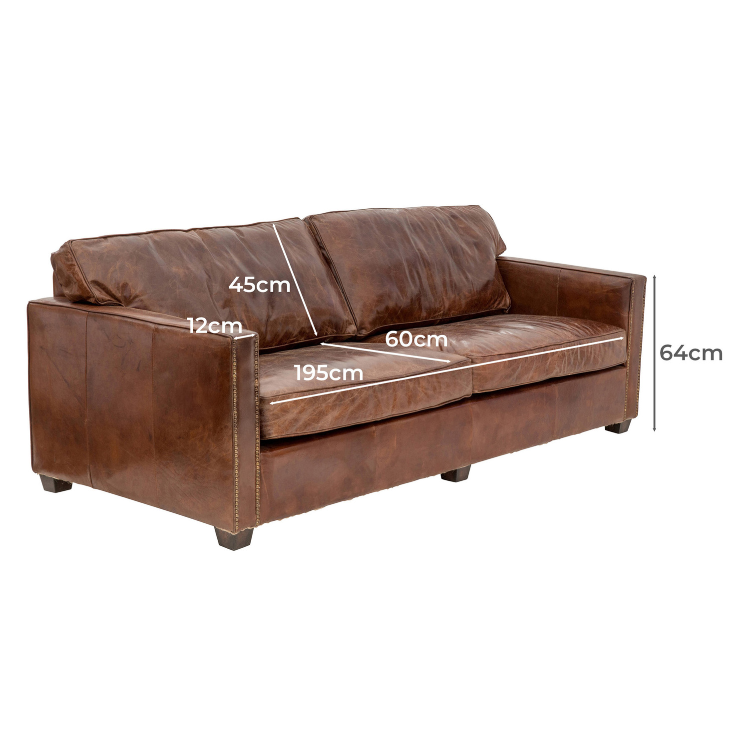Peyton 3 Seater Cowhide Leather Sofa