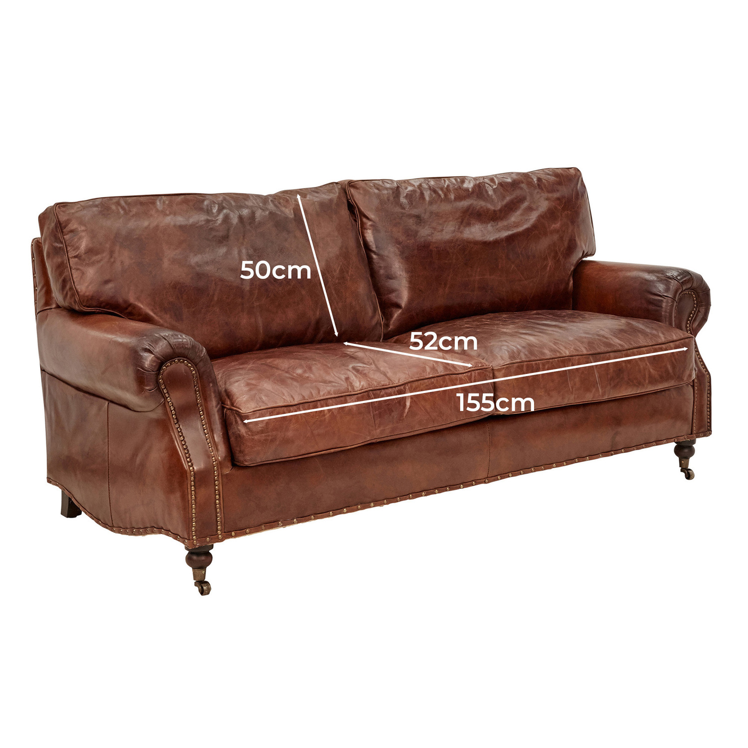 Dark Brown Helena 3 Seater Leather Sofa