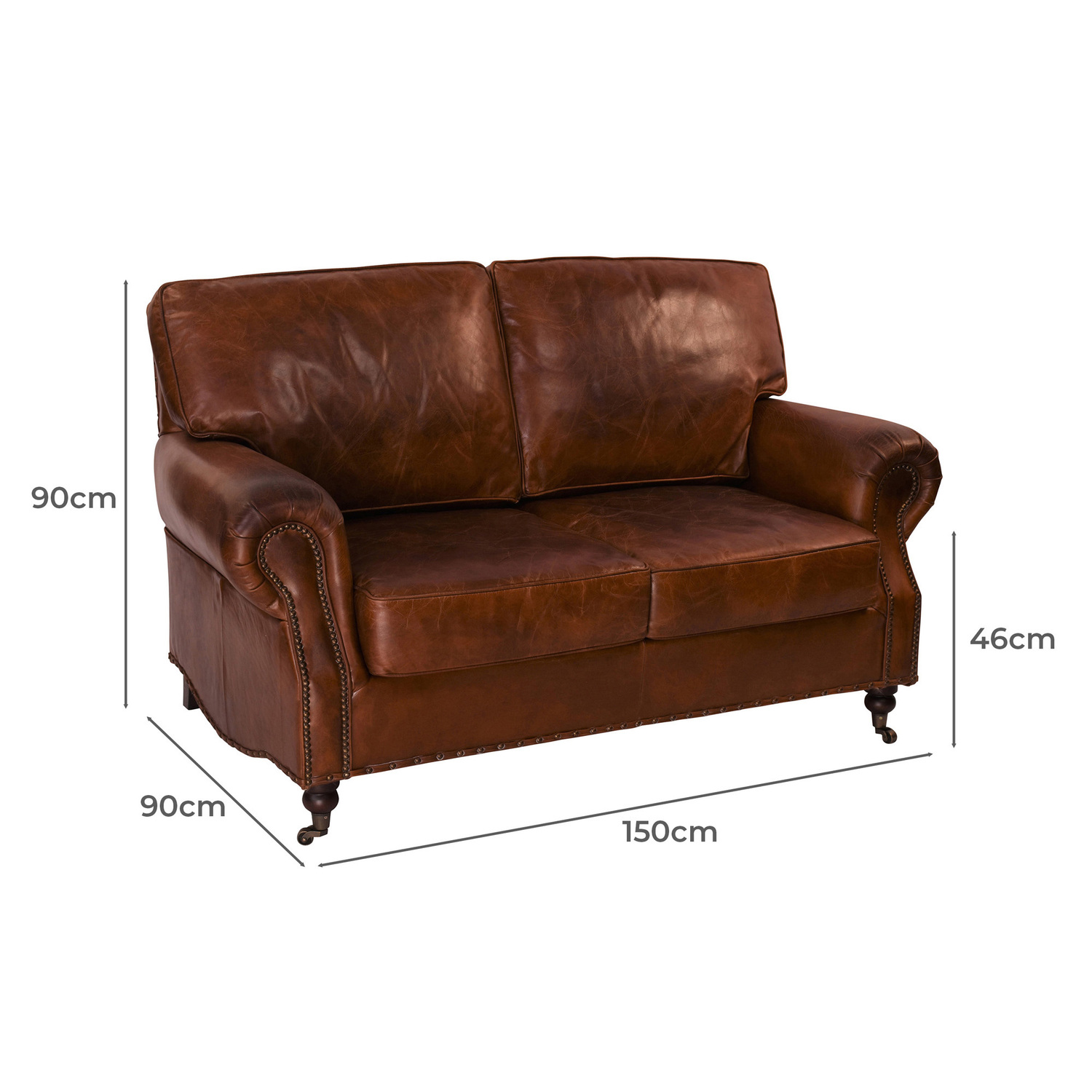 Dark Brown Helena 2 Seater Leather Sofa
