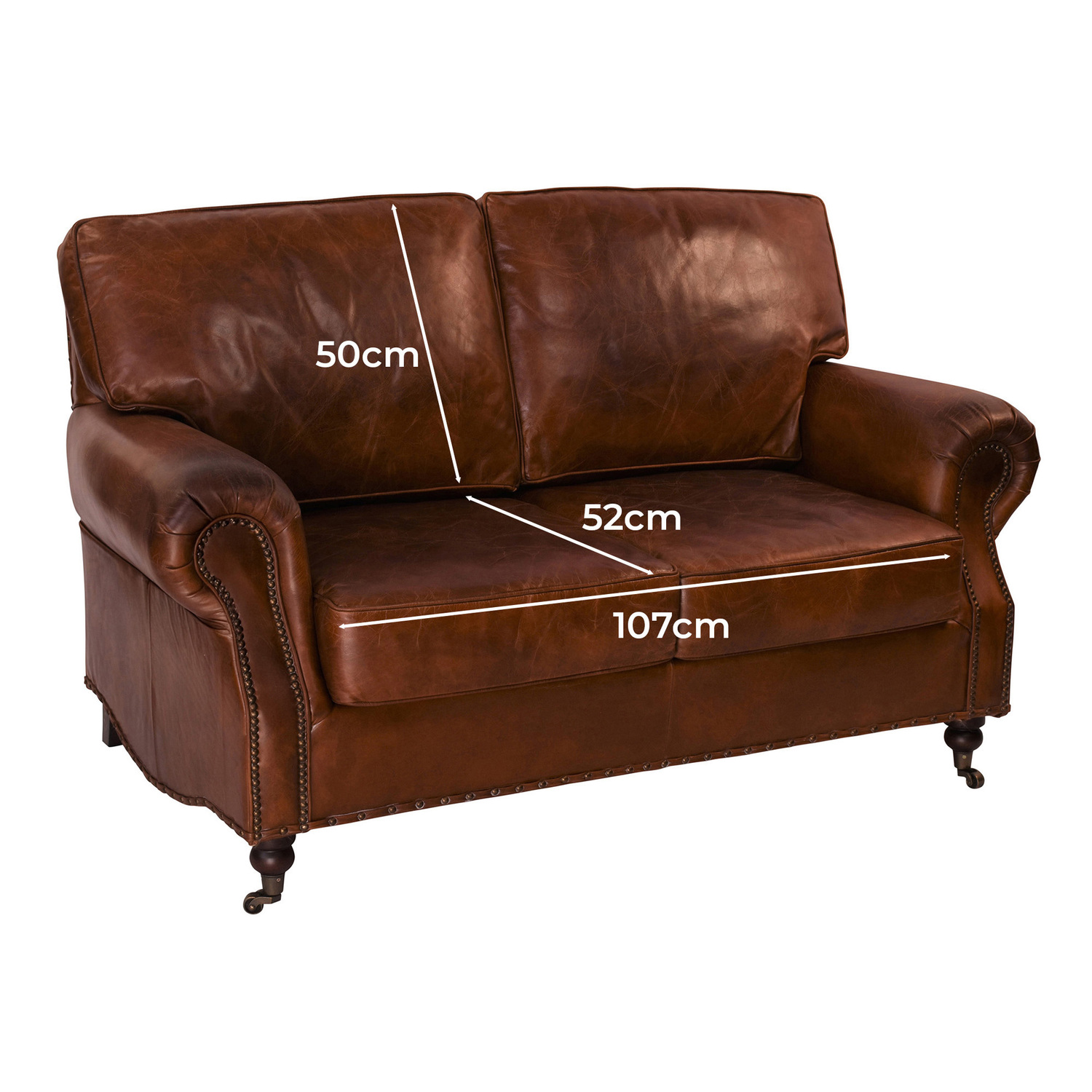 Dark Brown Helena 2 Seater Leather Sofa