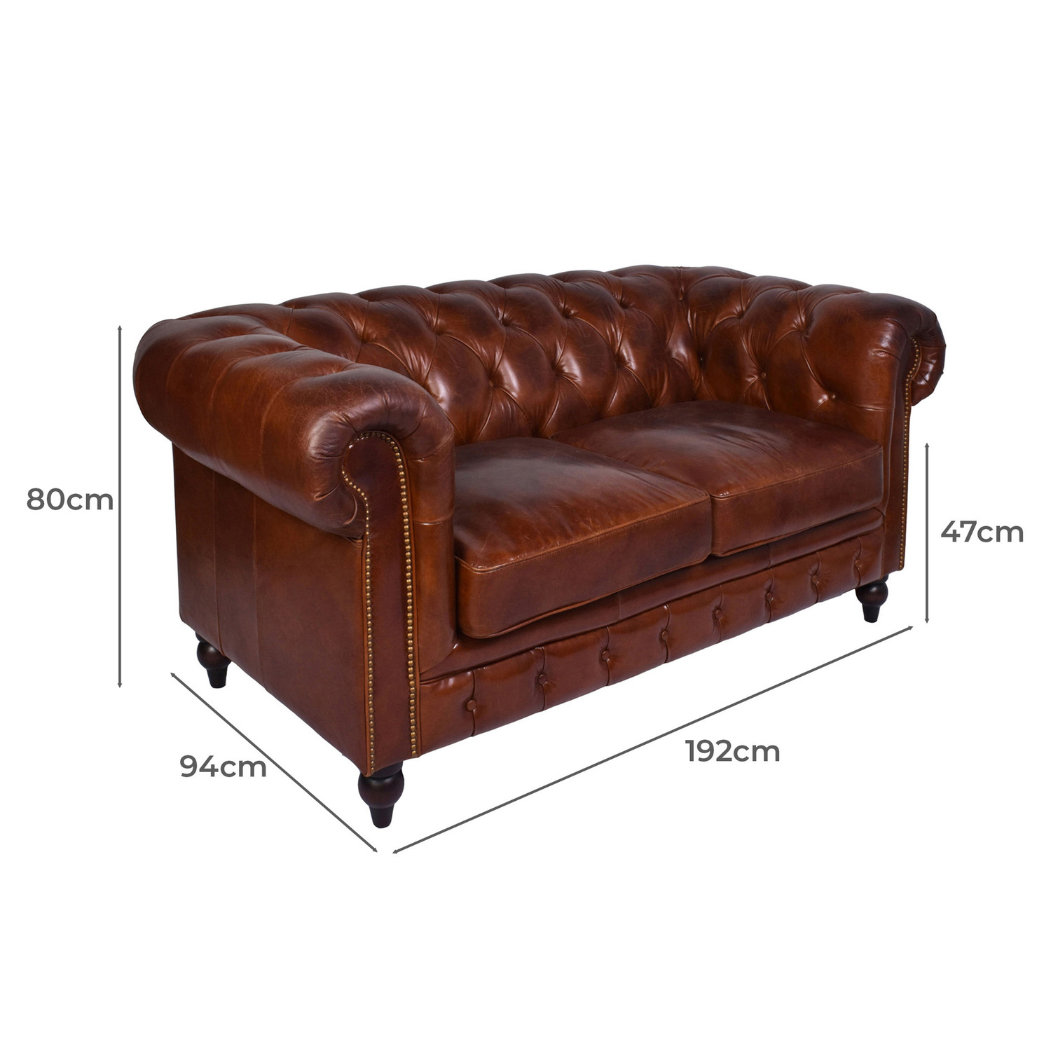 Esama Chesterfield 2.5 Seater Leather Sofa
