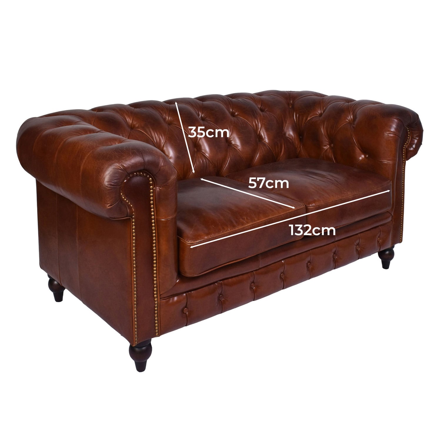 Esama Chesterfield 2.5 Seater Leather Sofa
