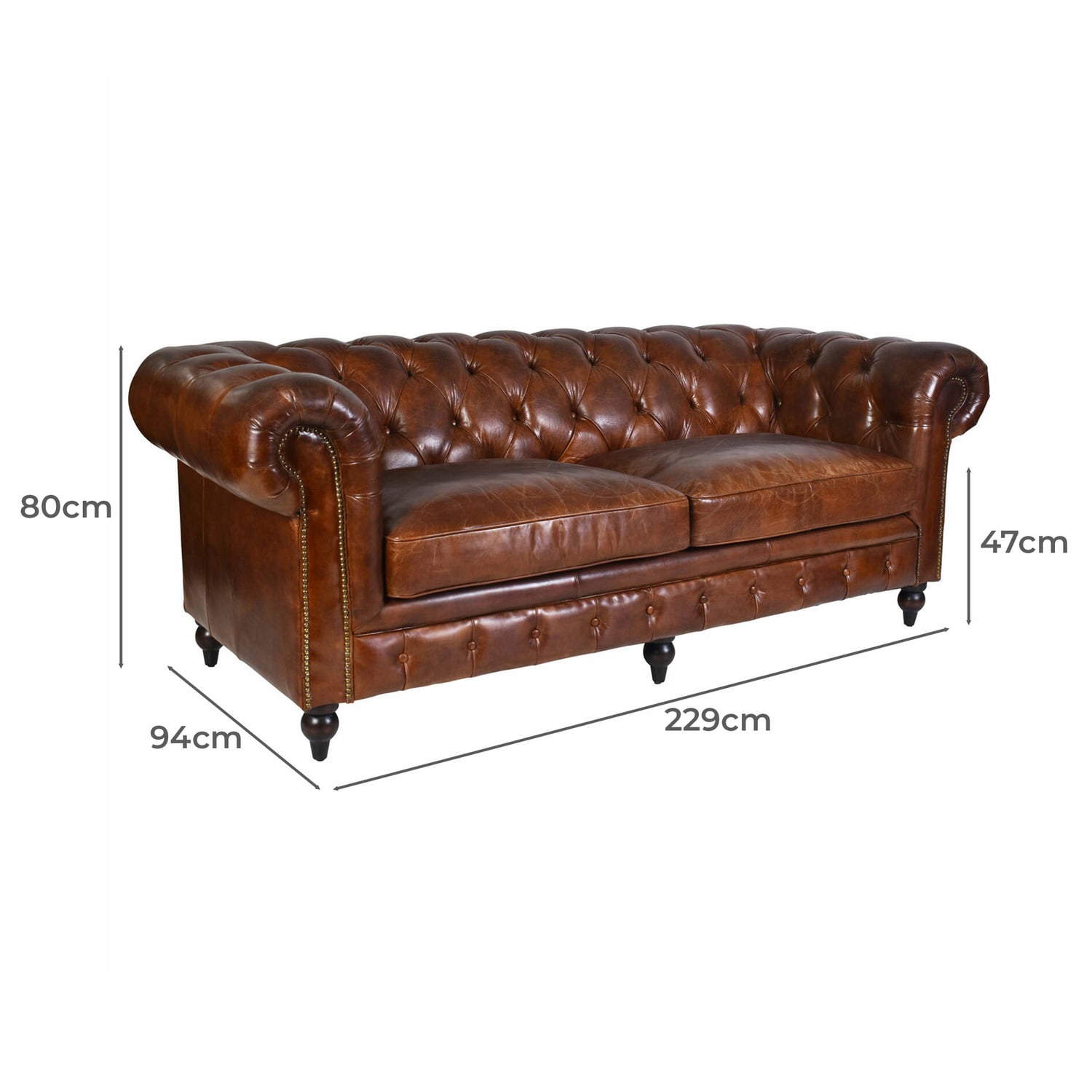 Esama Chesterfield 3.5 Seater Leather Sofa