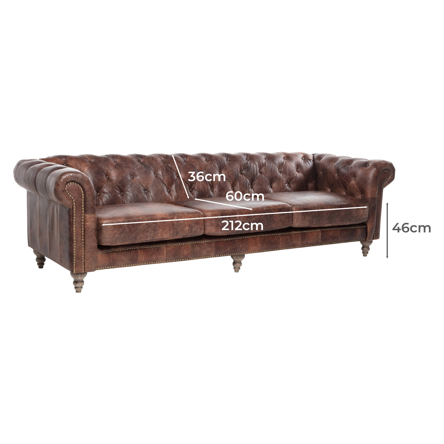 Hugo Chesterfield 4 Seater Leather Sofa