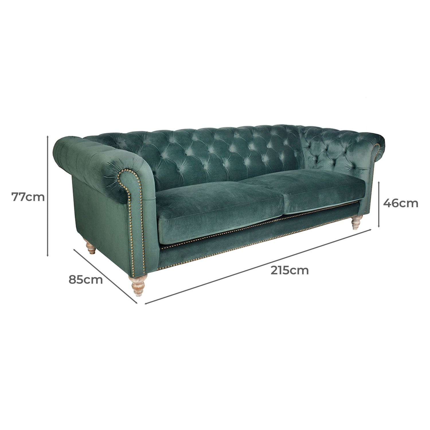 Victoria Chesterfield 3 Seater Velvet Sofa