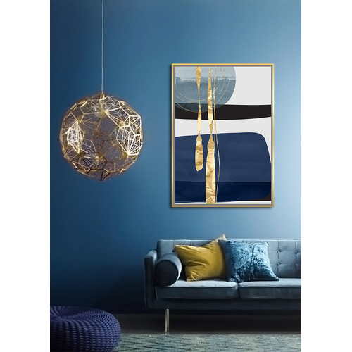 Maddison Lane Blue & Gold Abstract Framed Canvas Wall Art Temple