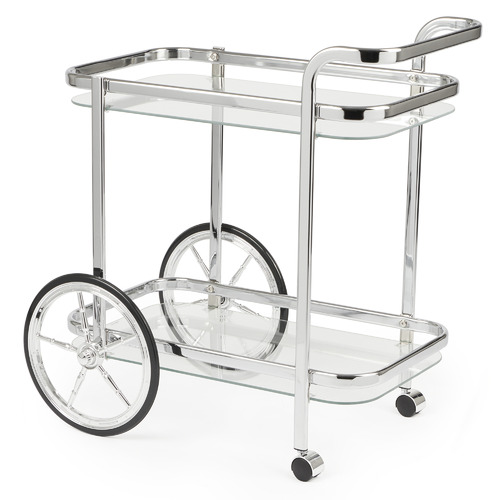 Chrome Smith Metal & Glass Bar Cart Temple & ster