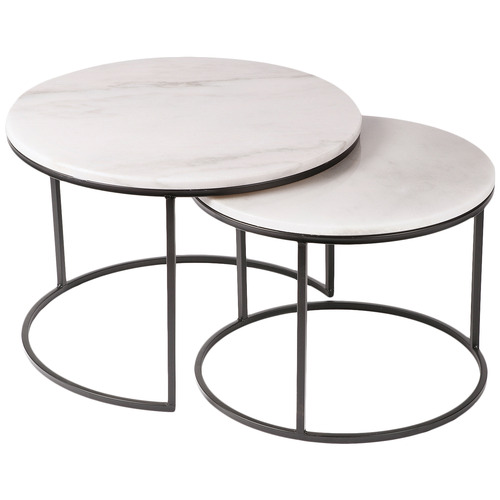 Cooper Cohomewares 2 Piece Cyrilla Marble Top Nesting Side Table Set Reviews Temple Webster