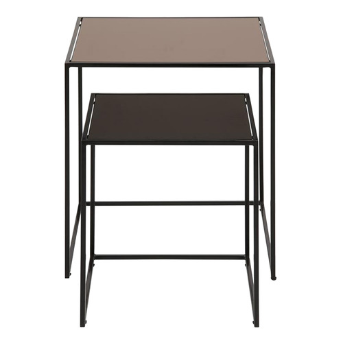 Maddison Lane 2 Piece Bronze Lincoln Glass Nesting Side Tables Set