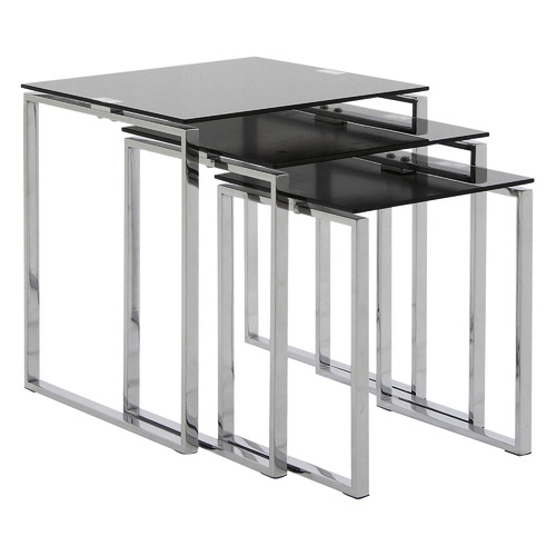 Cooper Cohomewares 3 Piece Black Manhattan Glass Nesting Side Tables Set Reviews Temple Webster