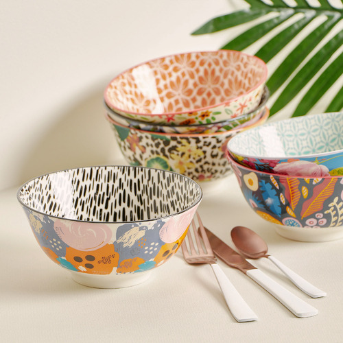 Maddison Lane 6 Piece Floral Ceramic Bowl Set Temple & ster